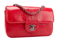 0749. Chanel Classic Mini Rectangle Flap Bag Pink Exotic Leather, Silver Hardware2