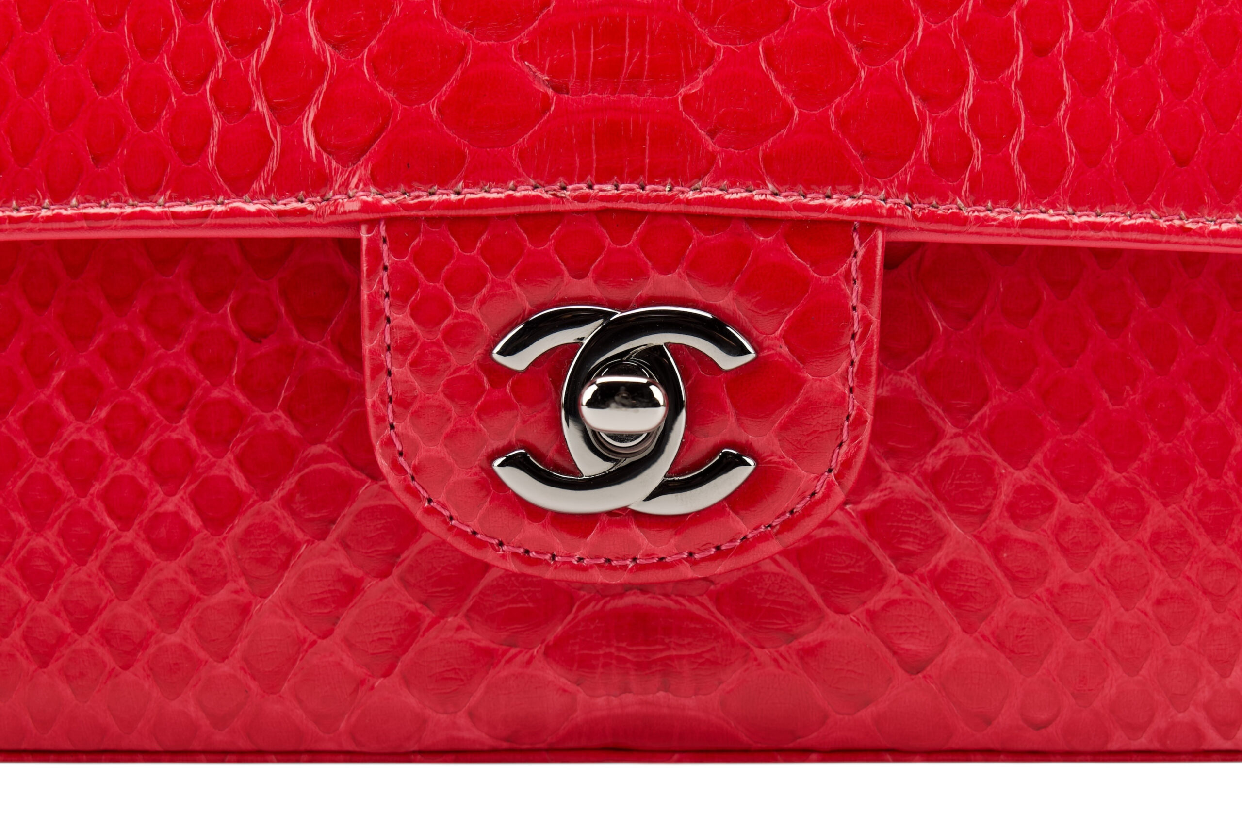 0749. Chanel Classic Mini Rectangle Flap Bag Pink Exotic Leather, Silver Hardware8