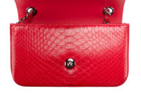 0749. Chanel Classic Mini Rectangle Flap Bag Pink Exotic Leather, Silver Hardware9