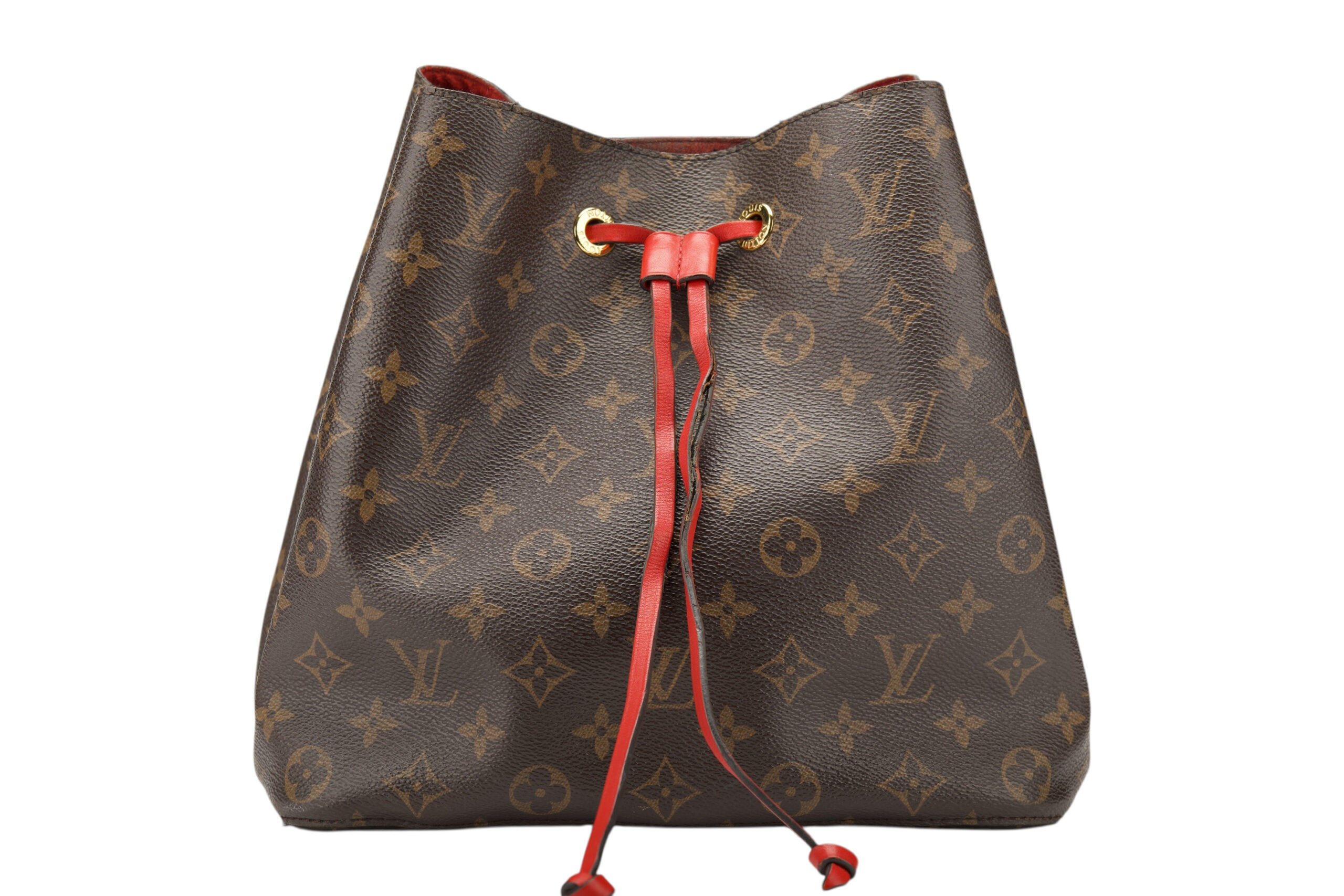 0757. LV NeoNoe Monogram Canvas Bucket bag Cherry Red, Gold Hardware1