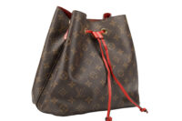 0757. LV NeoNoe Monogram Canvas Bucket bag Cherry Red, Gold Hardware2