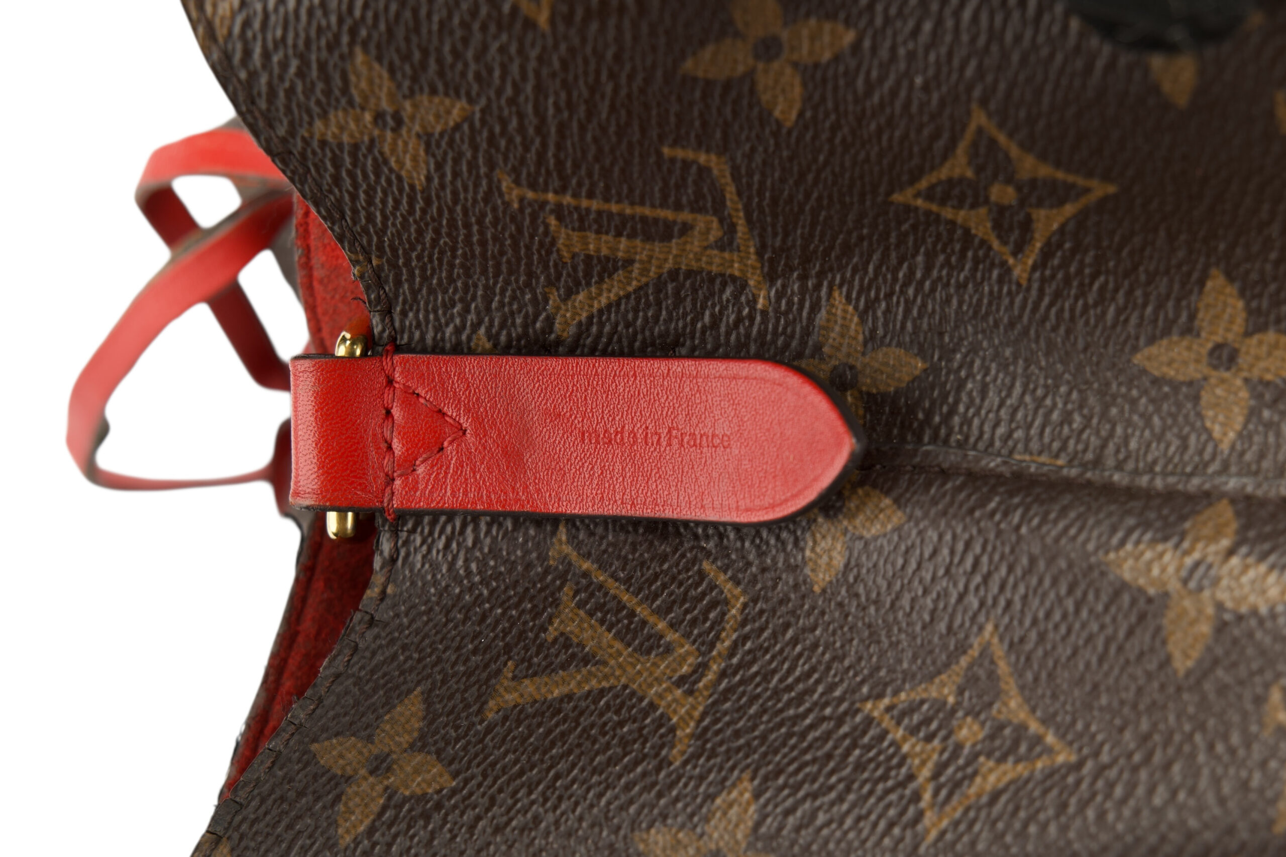 0757. LV NeoNoe Monogram Canvas Bucket bag Cherry Red, Gold Hardware9