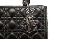 0759. Dior Lady Dior Medium Black Cannage Leather, Silver Hardware6
