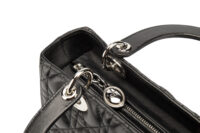 0759. Dior Lady Dior Medium Black Cannage Leather, Silver Hardware8