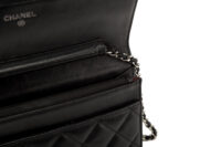 0760. Chanel Wallet on Chain (WOC) Black Quilted Lambskin, Silver Hardware12