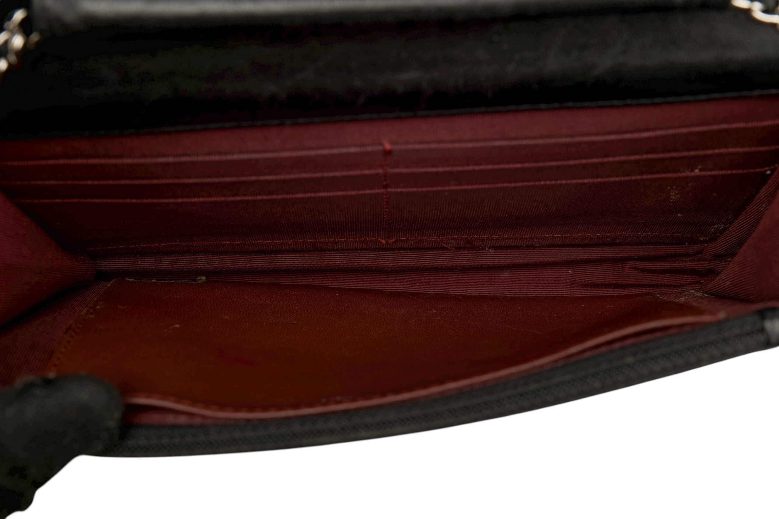 0760. Chanel Wallet on Chain (WOC) Black Quilted Lambskin, Silver Hardware13