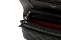 0760. Chanel Wallet on Chain (WOC) Black Quilted Lambskin, Silver Hardware14