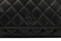 0760. Chanel Wallet on Chain (WOC) Black Quilted Lambskin, Silver Hardware7