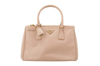 0764. Prada Galleria Medium Pink:Beige Saffiano Leather Bag, Gold Hardware1