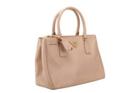0764. Prada Galleria Medium Pink:Beige Saffiano Leather Bag, Gold Hardware2