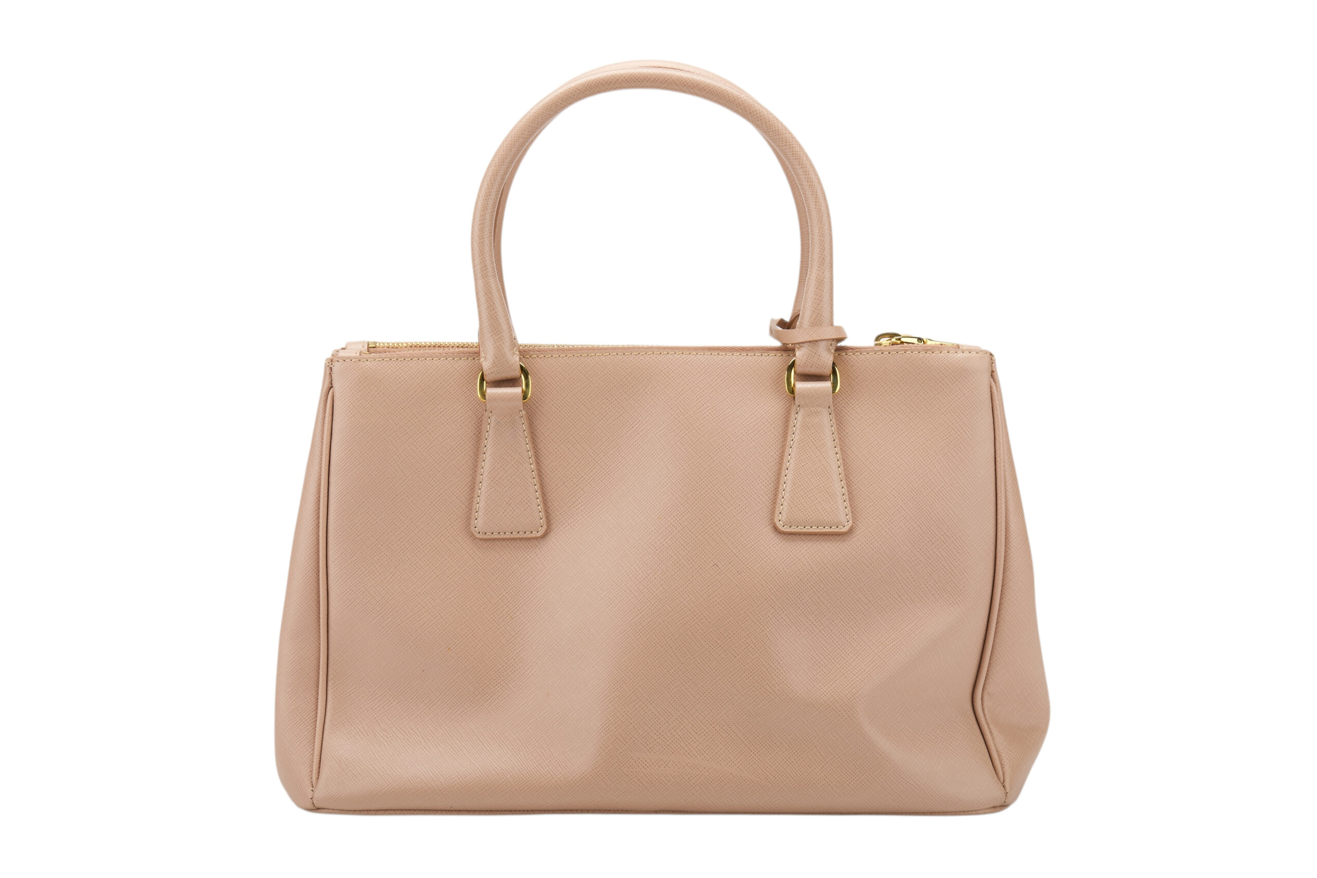 0764. Prada Galleria Medium Pink:Beige Saffiano Leather Bag, Gold Hardware4