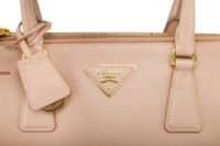 0764. Prada Galleria Medium Pink:Beige Saffiano Leather Bag, Gold Hardware6