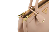 0764. Prada Galleria Medium Pink:Beige Saffiano Leather Bag, Gold Hardware7