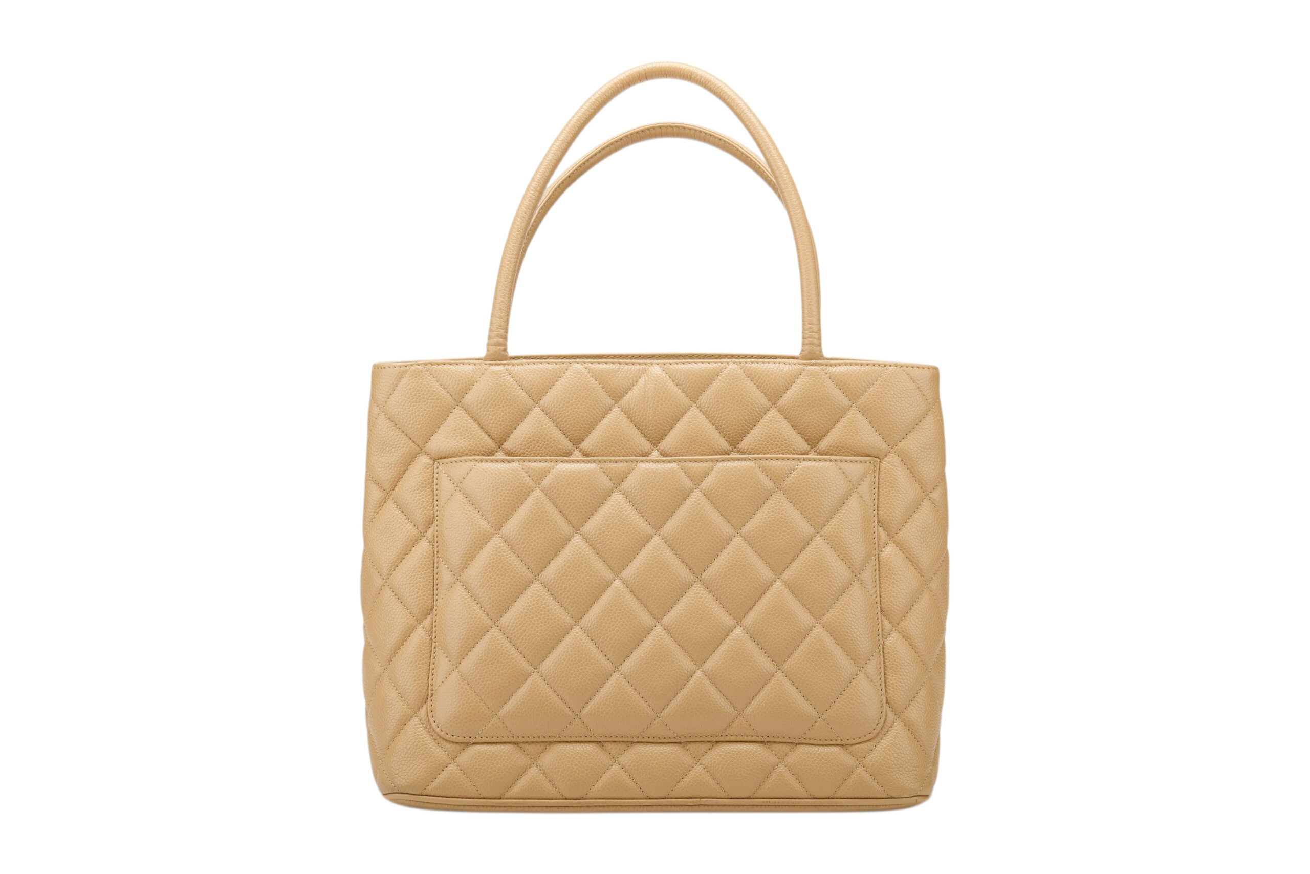 0768B. Chanel Medallion Beige Caviar Leather, Gold Hardware4