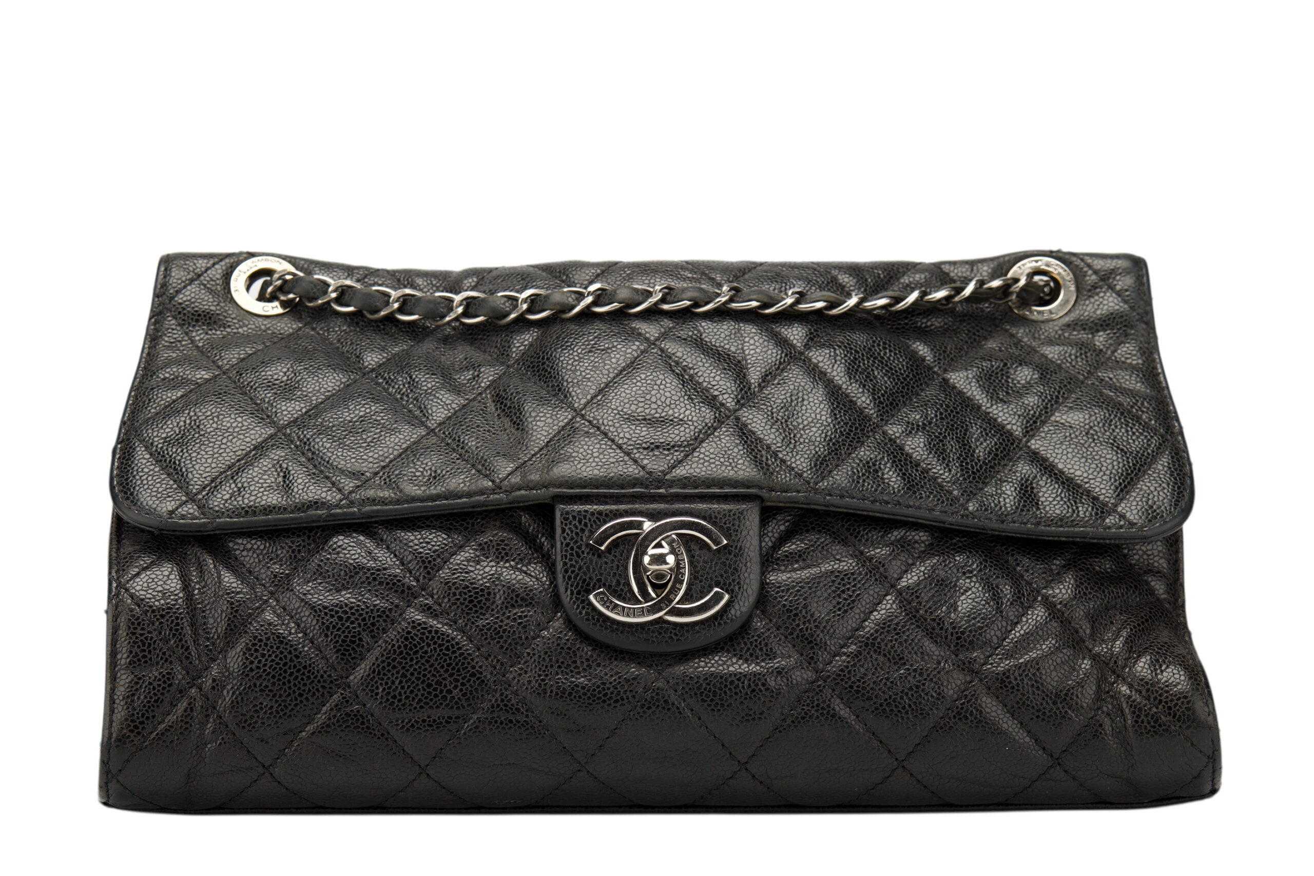 0769. Chanel CC Crave Black Caviar Leather, Silver Hardware1