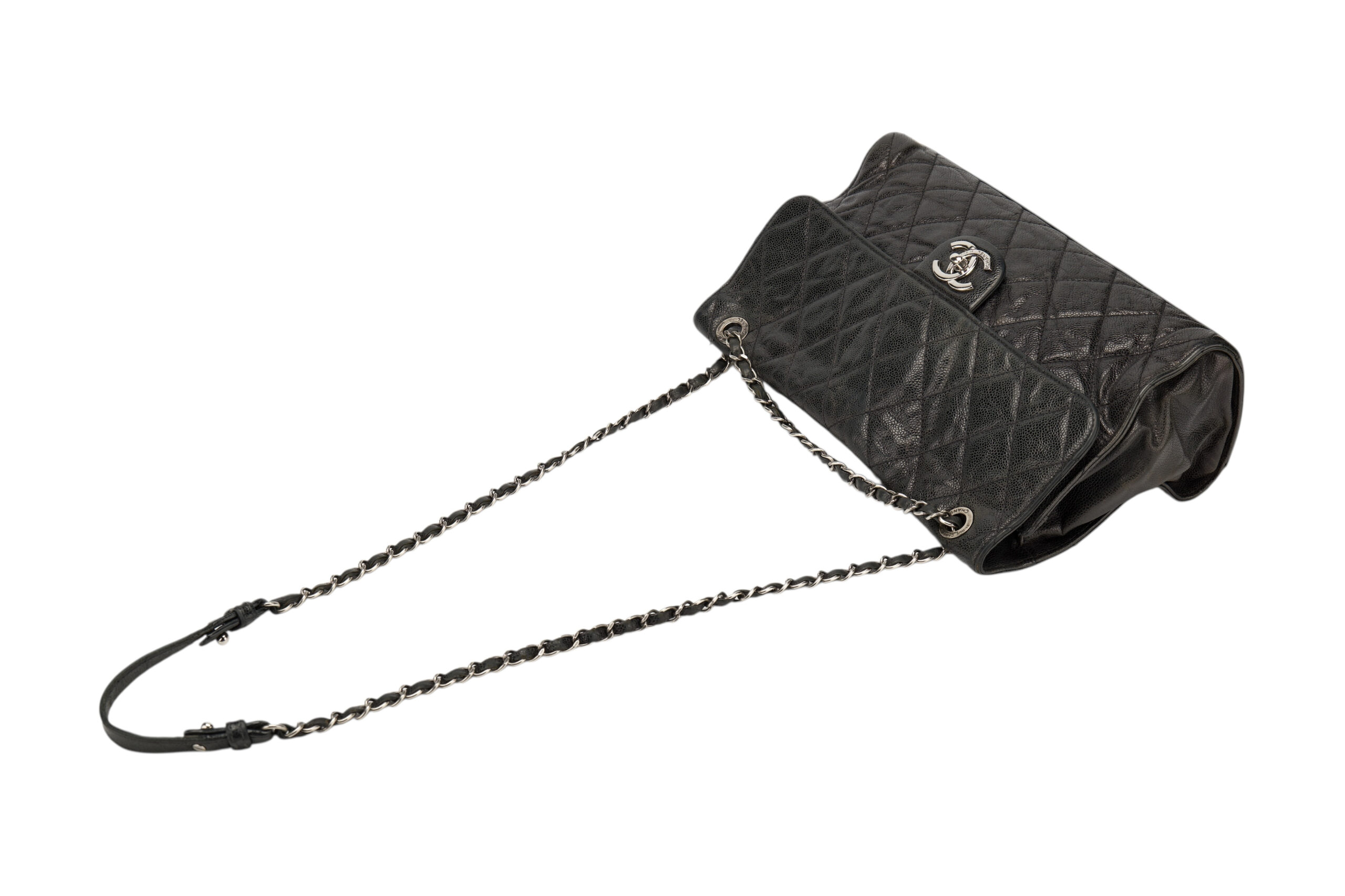0769. Chanel CC Crave Black Caviar Leather, Silver Hardware7
