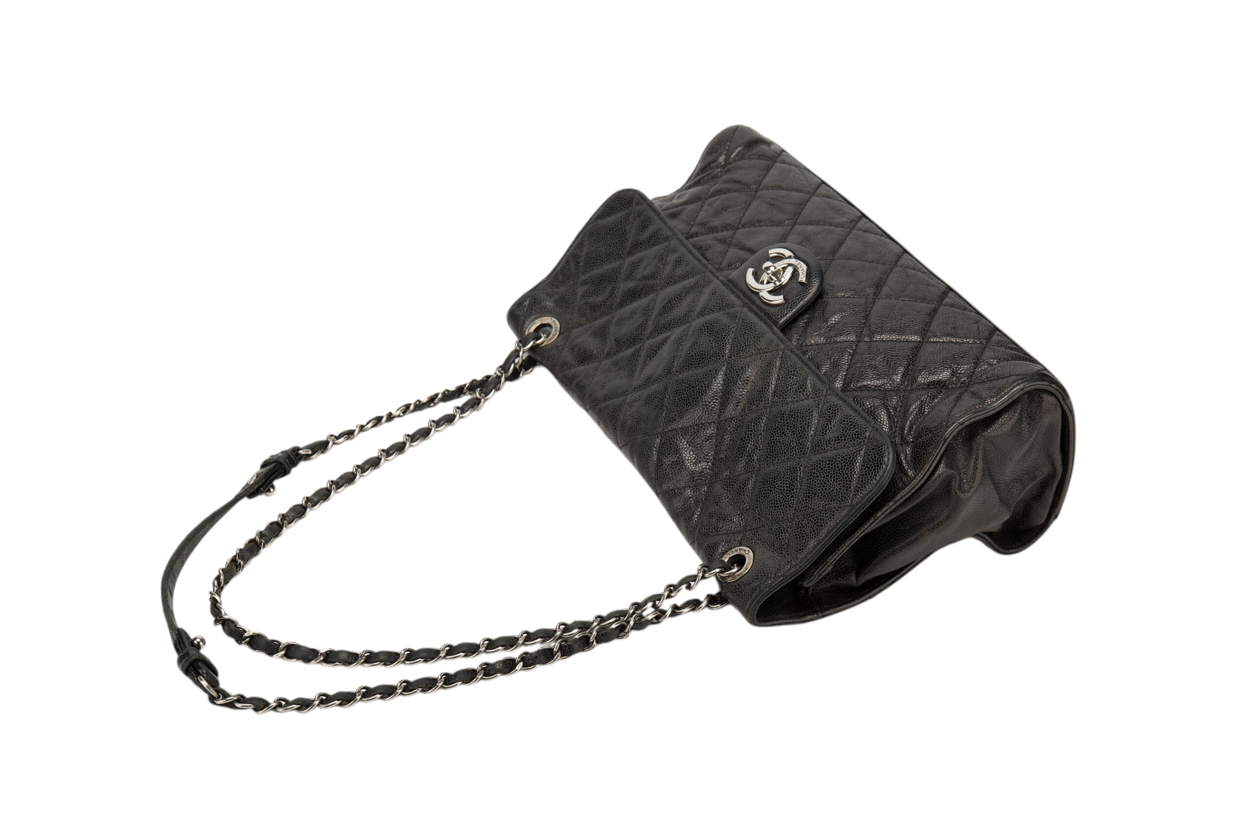 0769. Chanel CC Crave Black Caviar Leather, Silver Hardware8