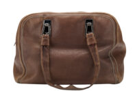 0770. Chanel Boston bag brown, Leather, Silver Hardware1