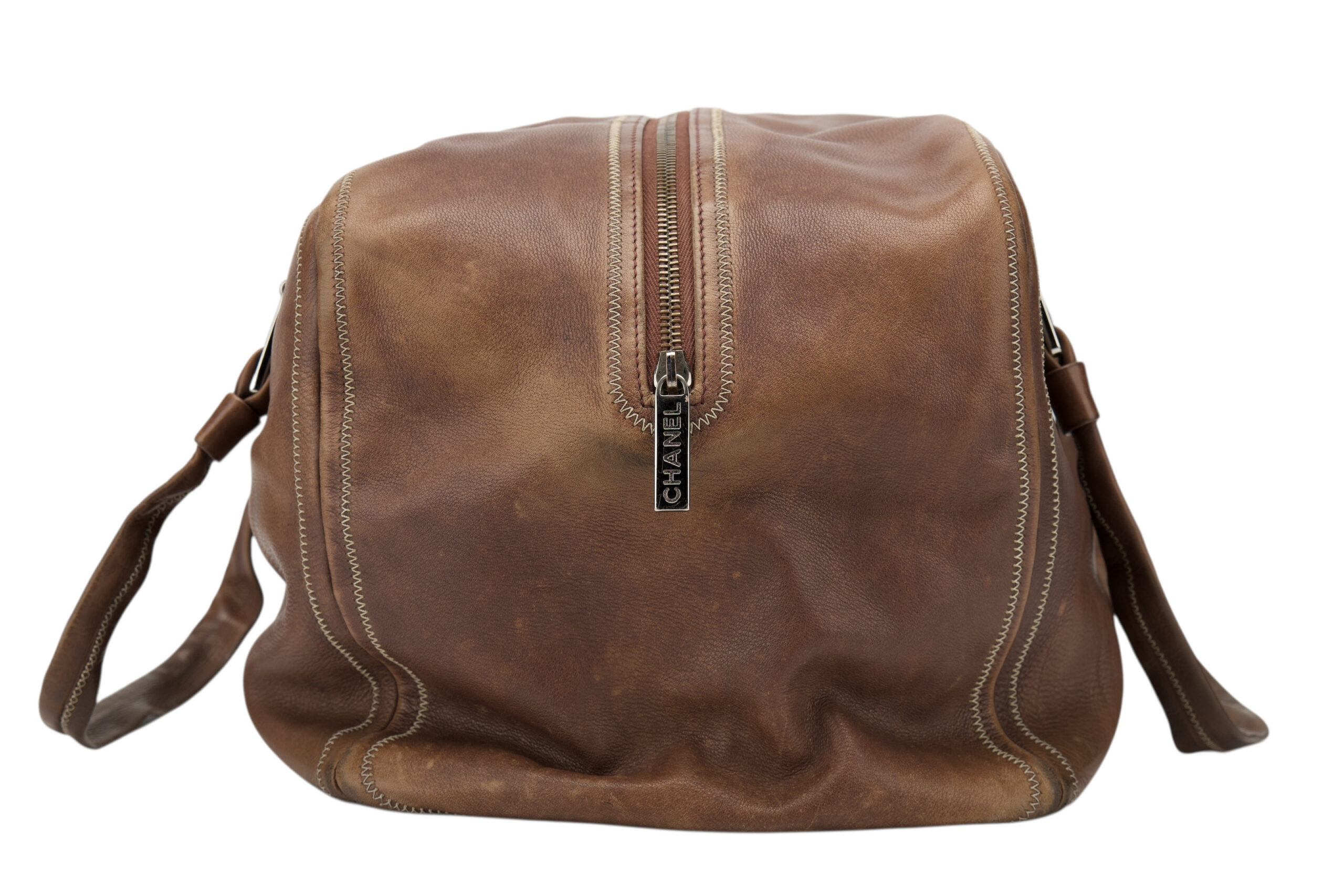 0770. Chanel Boston bag brown, Leather, Silver Hardware3