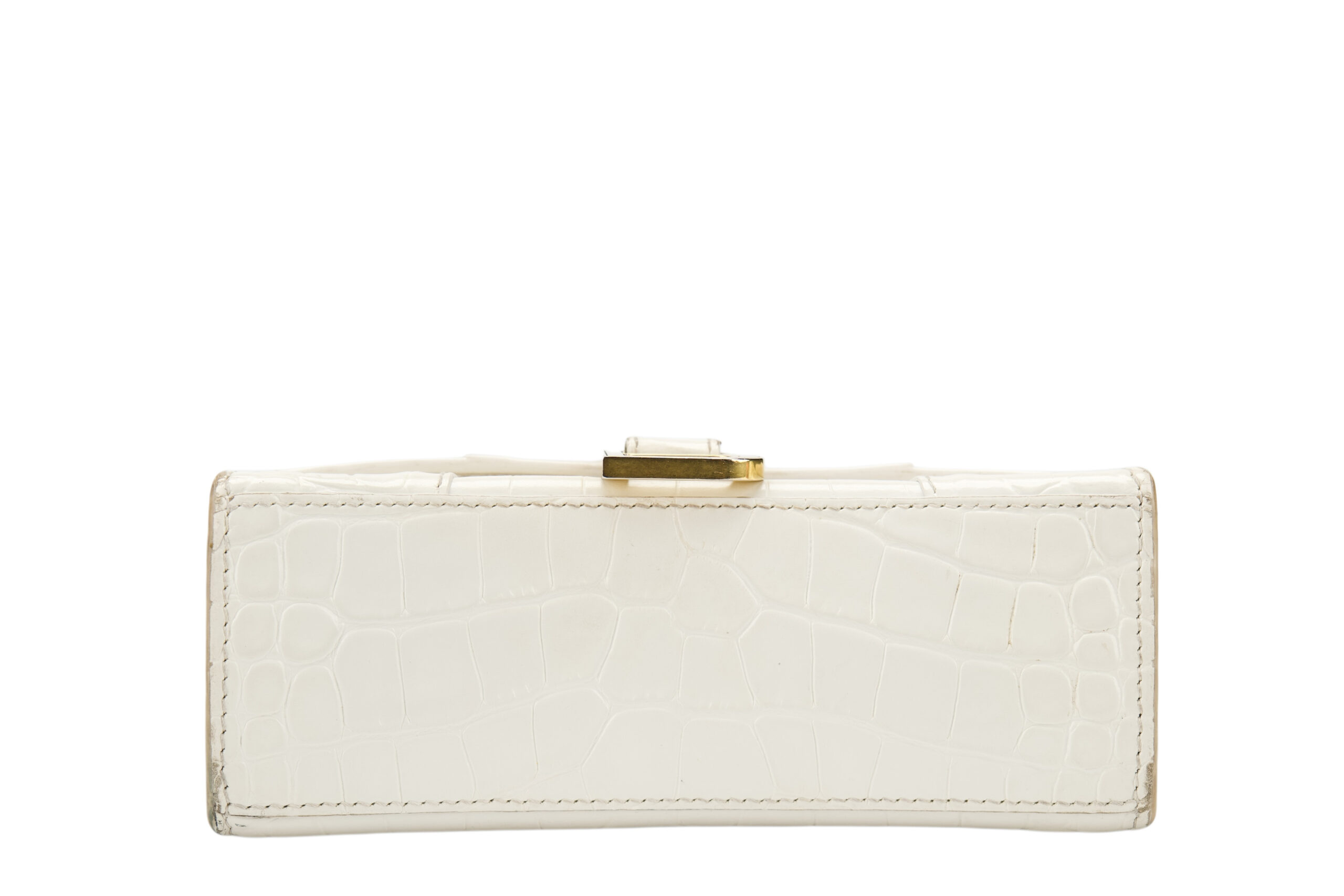 0775. Balenciaga Hourglass, Crocodile Embossed Leather, Cream, Gold Hardware6