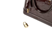 0777. Louis Vuitton Alma Monogram Vernis Leather Maroon, Gold Hardware12