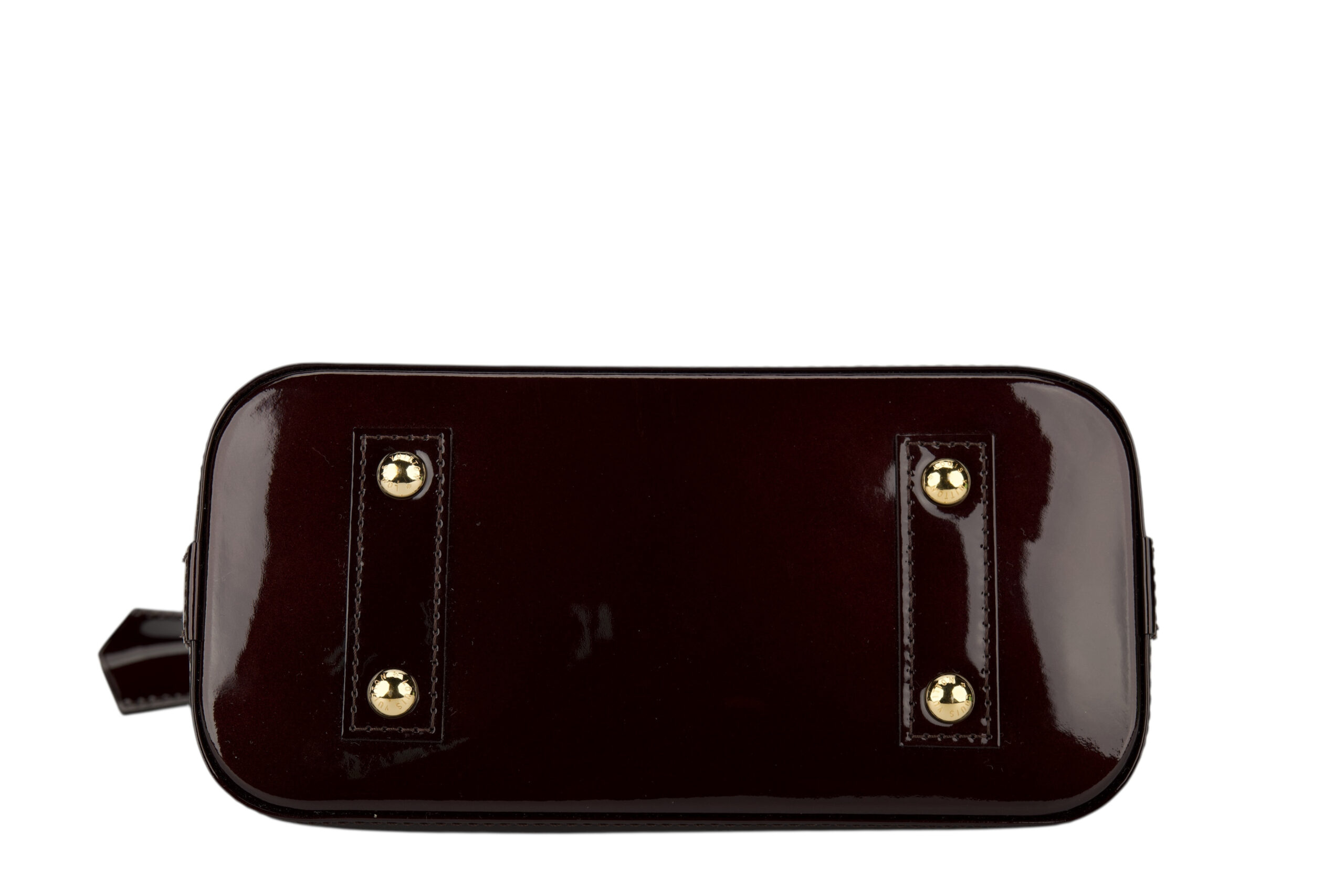 0777. Louis Vuitton Alma Monogram Vernis Leather Maroon, Gold Hardware6