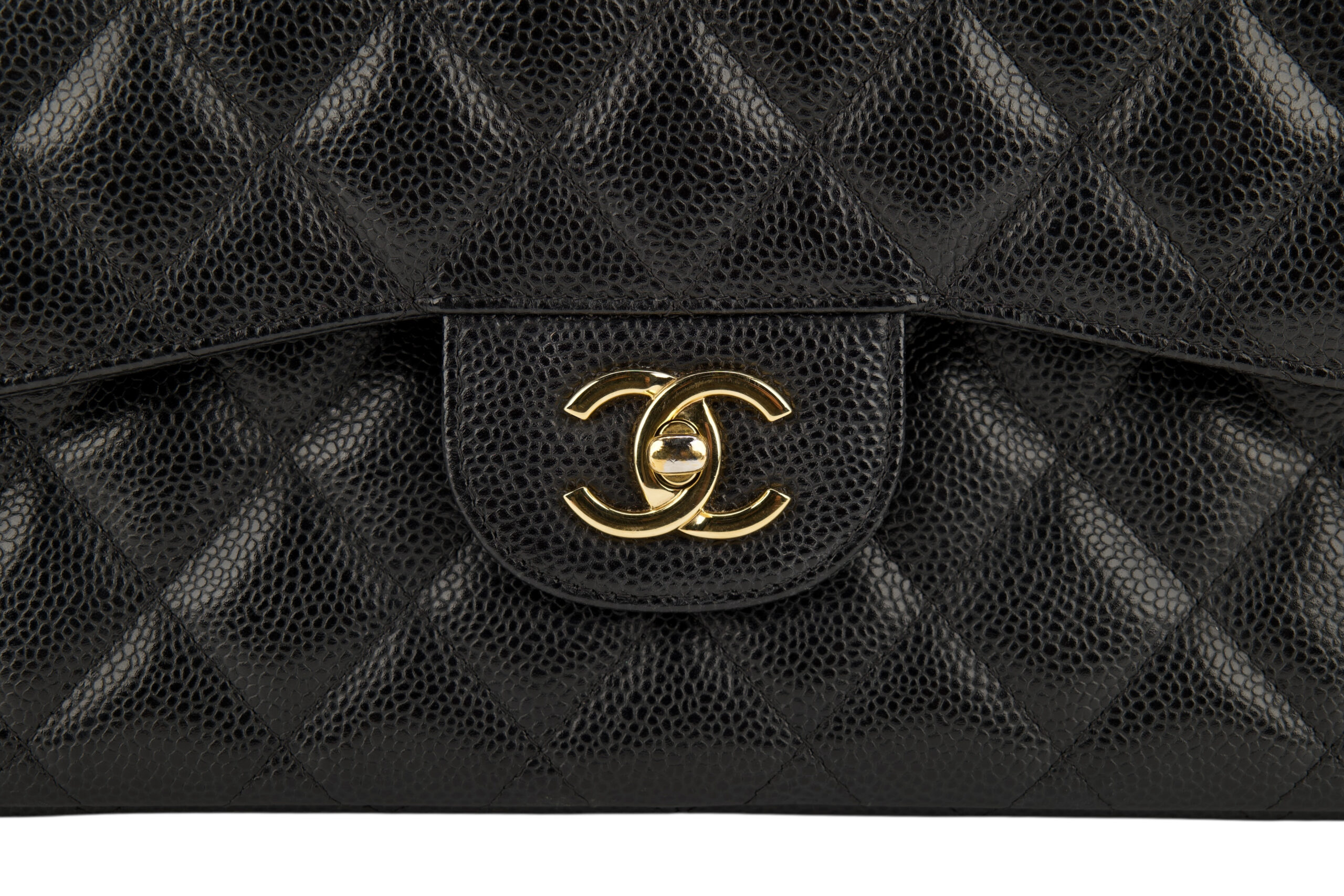 0778. Chanel Classic Jumbo Double Flap Black Caviar leather, Gold Hardware7
