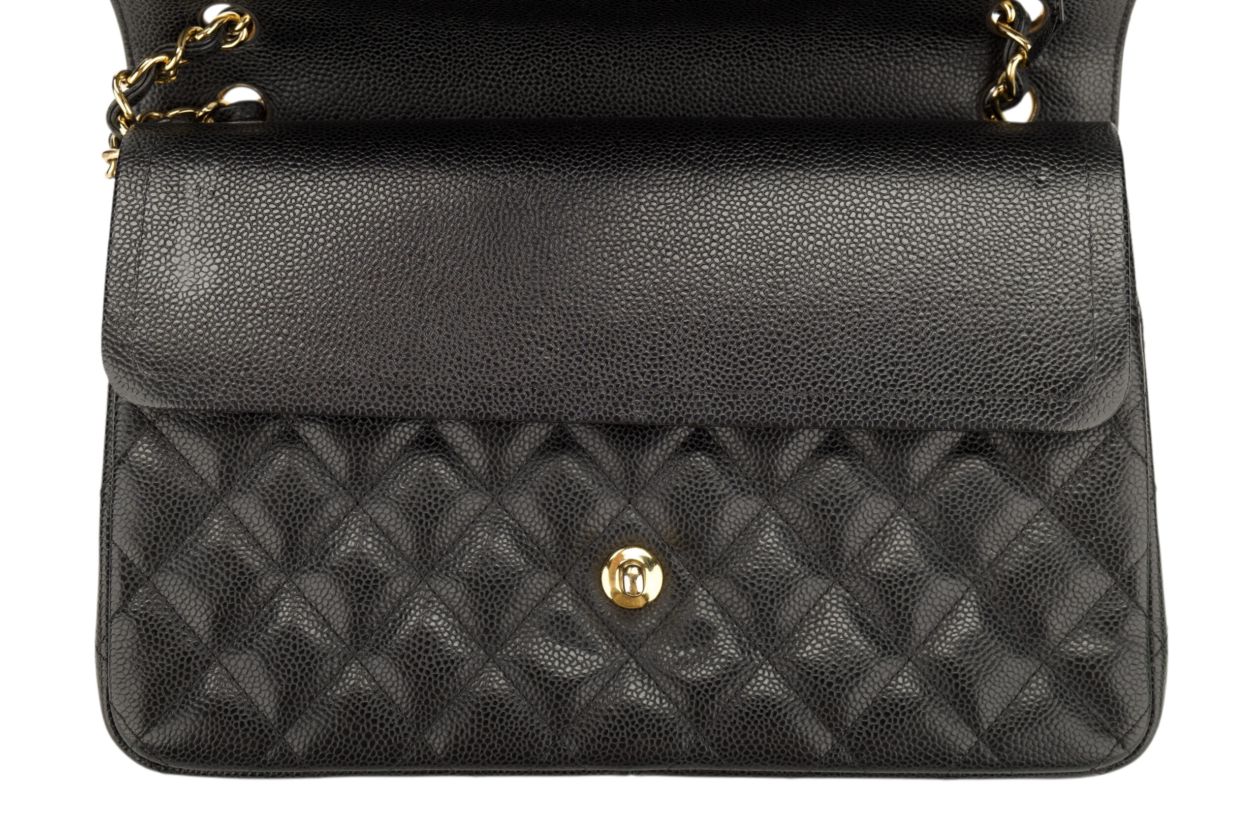 0778. Chanel Classic Jumbo Double Flap Black Caviar leather, Gold Hardware9