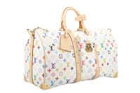 0779. LV X Takashi Murakami Keepall 45 Bandouliere White Multicolour Monogram Canvas, Gold Hardware2