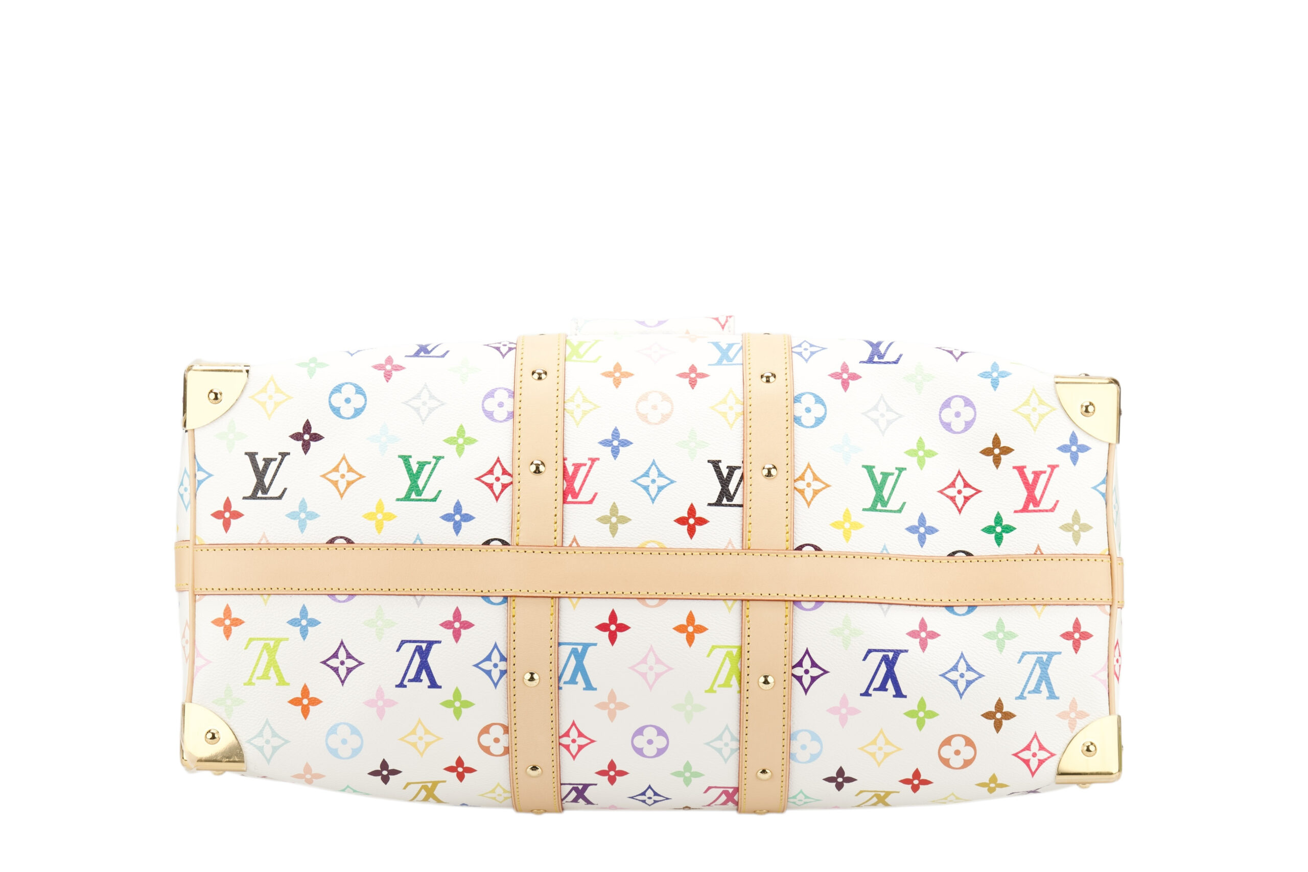 0779. LV X Takashi Murakami Keepall 45 Bandouliere White Multicolour Monogram Canvas, Gold Hardware6