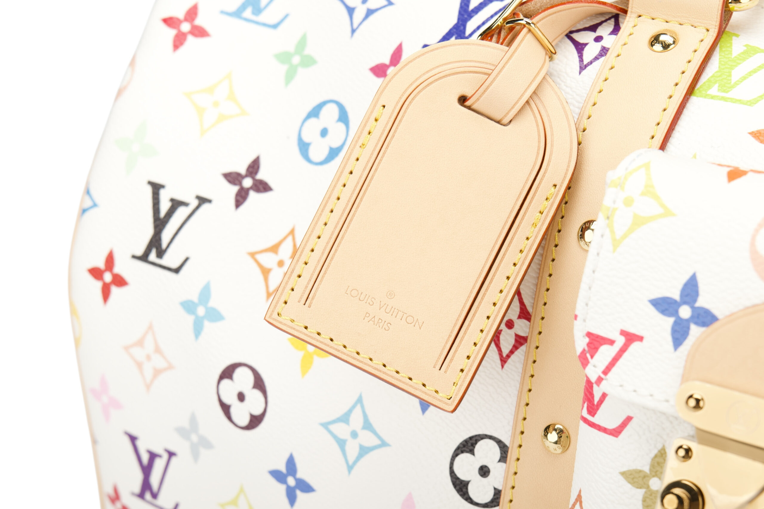 0779. LV X Takashi Murakami Keepall 45 Bandouliere White Multicolour Monogram Canvas, Gold Hardware8