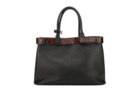 0780. Prada Black Buckle Belt Bag with Crocodile Embossed Belt, Leather, Gold, Hardware5