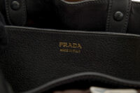 0780. Prada Black Buckle Belt Bag with Crocodile Embossed Belt, Leather, Gold, Hardware8
