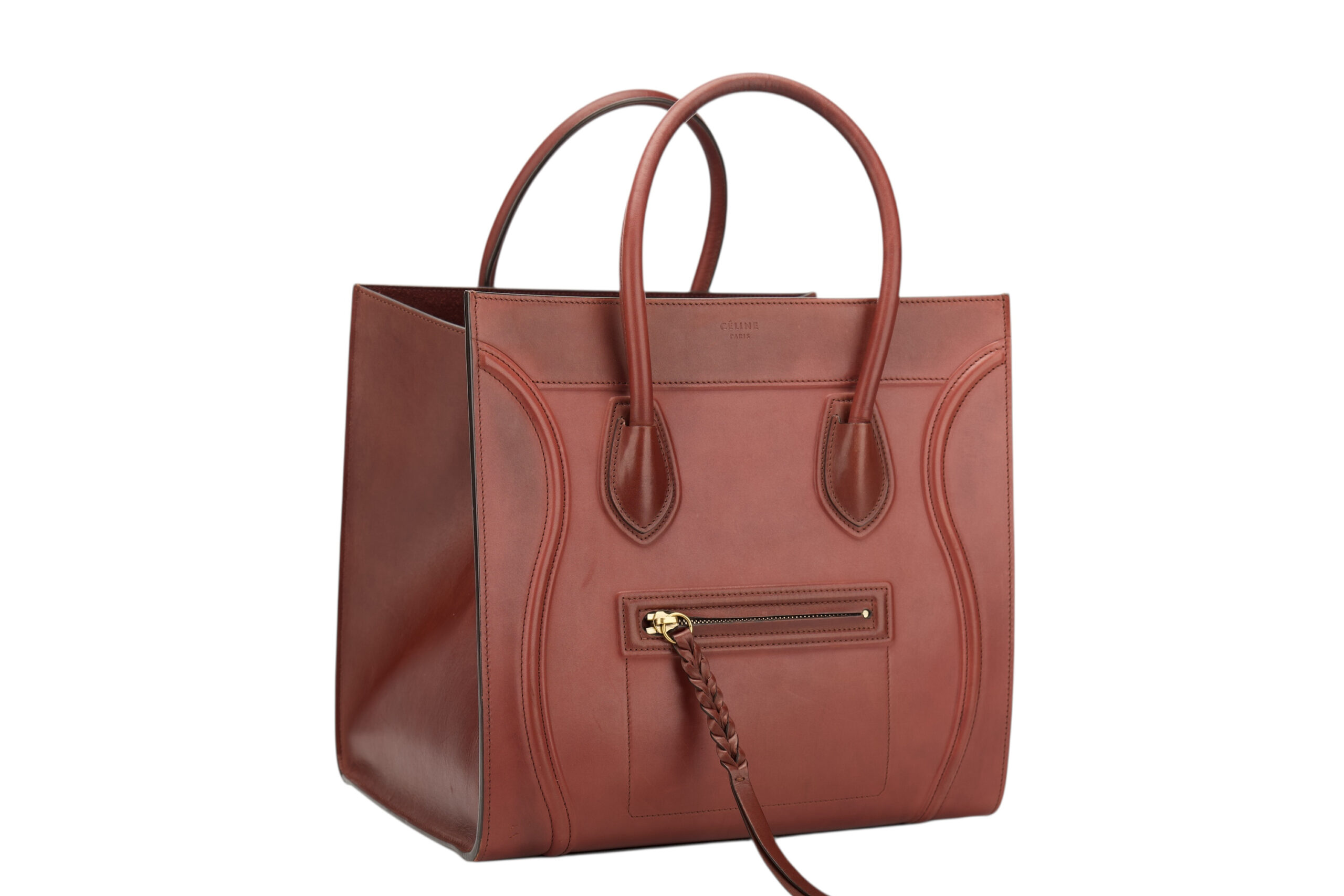 0784. Celine Phantom Luggage Bag Oxblood Leather, Gold Hardware2