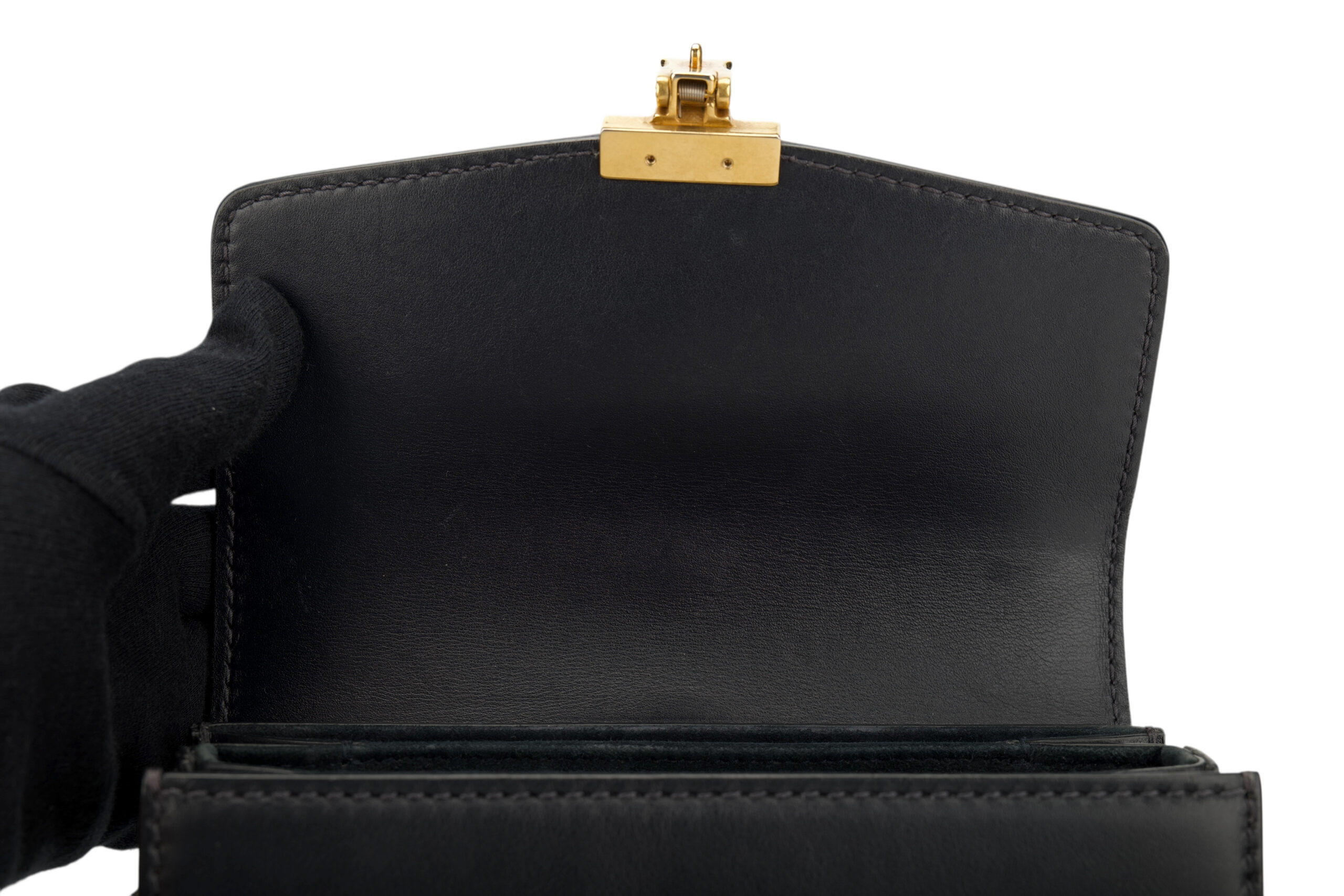 0785. Dior Addict Crossbody,Black Leather, Gold Hardware10