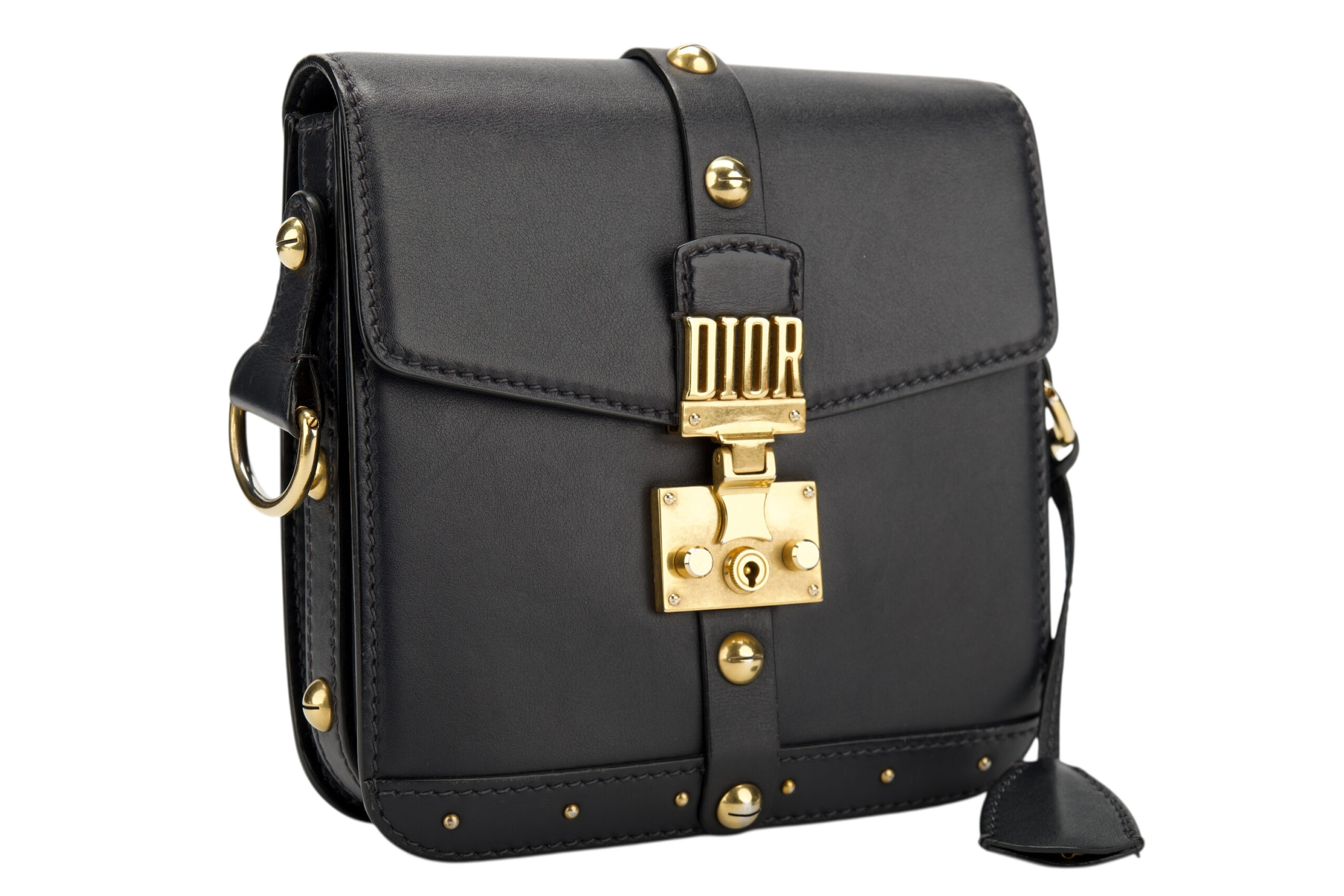 0785. Dior Addict Crossbody,Black Leather, Gold Hardware2