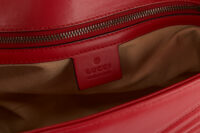 0786. Gucci Marmont GG Shoulder Bag, Red Leather , Gold Hardware11