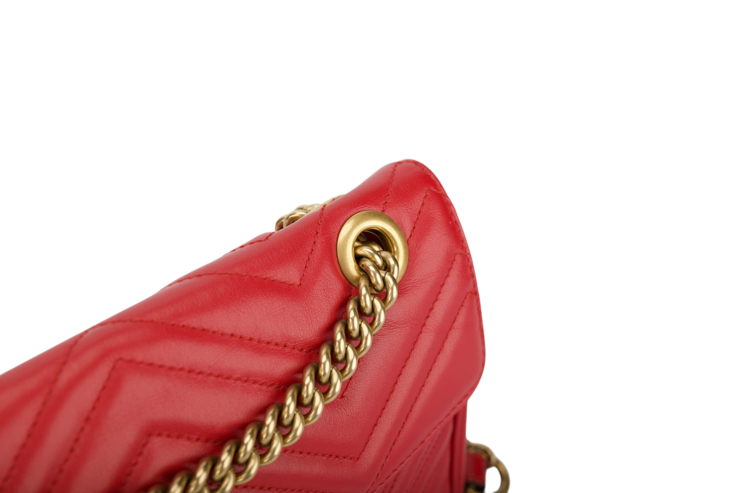 0786. Gucci Marmont GG Shoulder Bag, Red Leather , Gold Hardware13