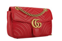 0786. Gucci Marmont GG Shoulder Bag, Red Leather , Gold Hardware2