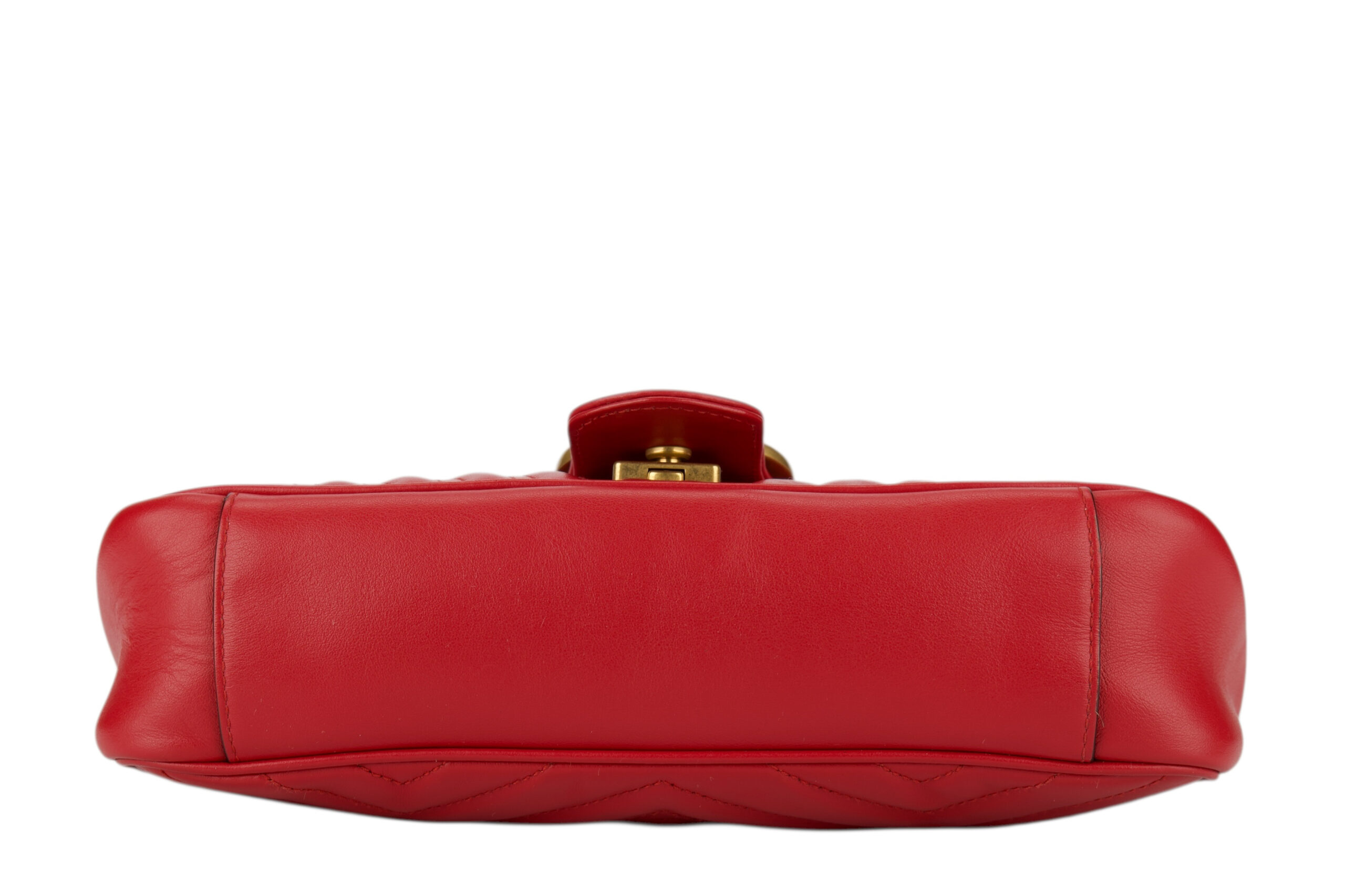0786. Gucci Marmont GG Shoulder Bag, Red Leather , Gold Hardware6