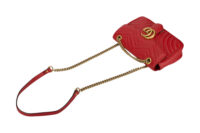 0786. Gucci Marmont GG Shoulder Bag, Red Leather , Gold Hardware7