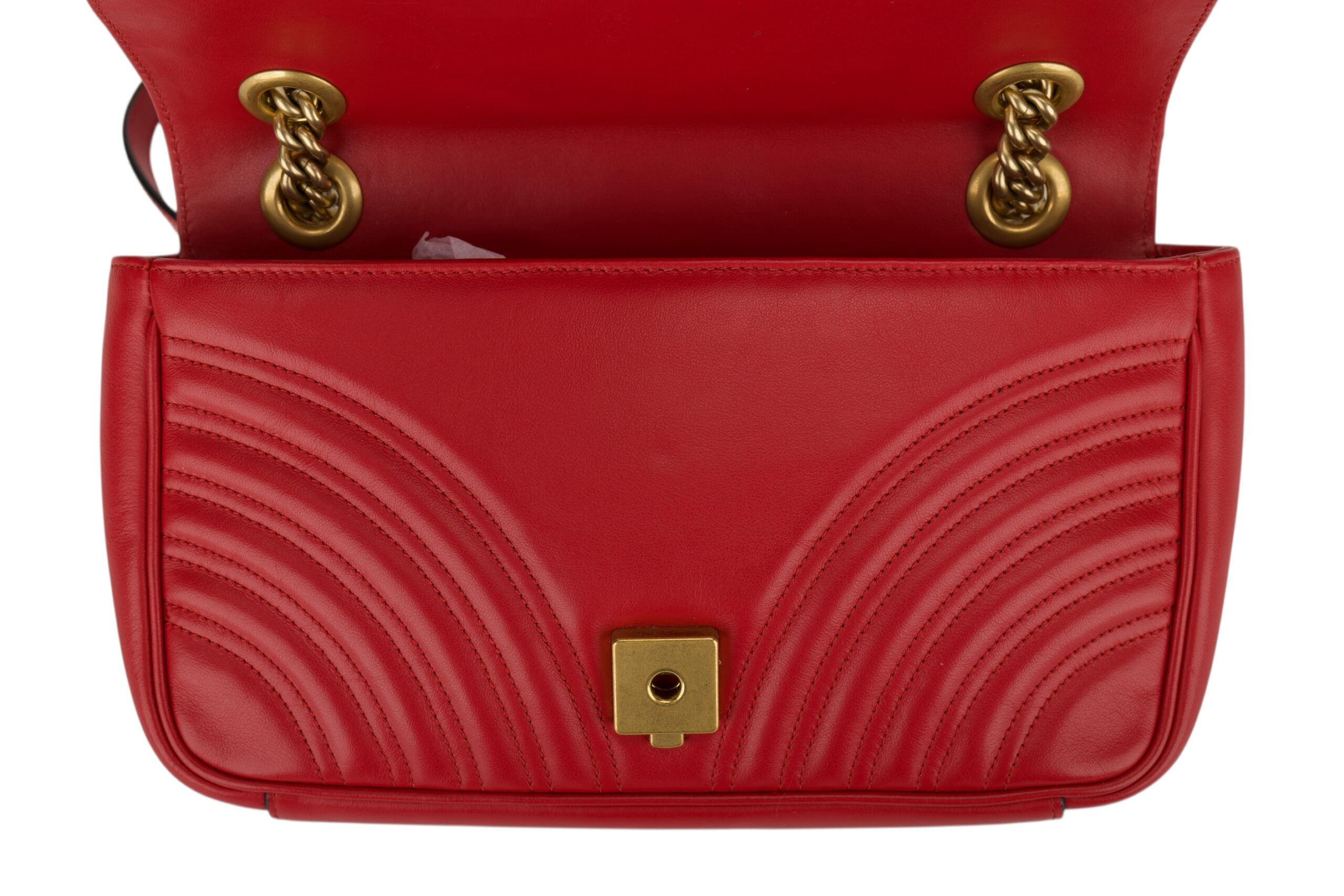 0786. Gucci Marmont GG Shoulder Bag, Red Leather , Gold Hardware9