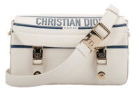 0753. Dior Camp bag, White and Blue, leather, Gold Hardware1