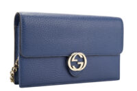 0782. Gucci interlocking G Chain Wallet, Blue, Silver Hardware2