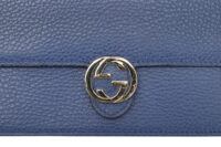 0782. Gucci interlocking G Chain Wallet, Blue, Silver Hardware8