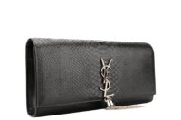 0783. YSL Kate Tassei Clutch,Black, Snakeskin Leather, Silver Hardware2