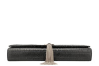 0783. YSL Kate Tassei Clutch,Black, Snakeskin Leather, Silver Hardware6