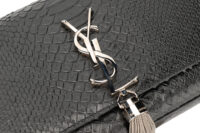 0783. YSL Kate Tassei Clutch,Black, Snakeskin Leather, Silver Hardware7