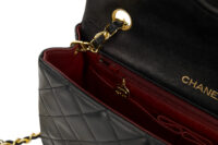 0798. Chanel Vintage Classic Double Flap Bag , Black in Leather, Gold Hardware12