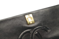 0798. Chanel Vintage Classic Double Flap Bag , Black in Leather, Gold Hardware13